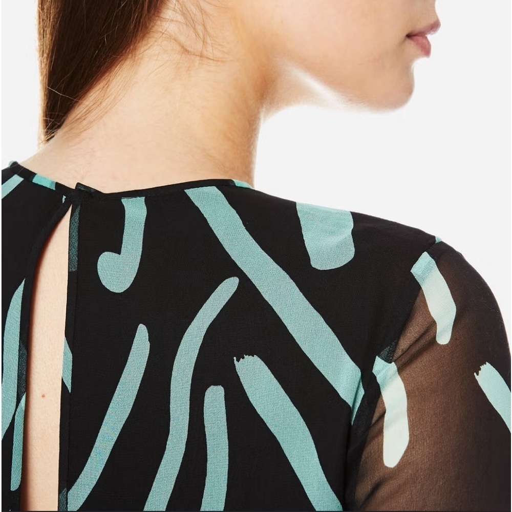 Diane Von Furstenberg Silk Mini Dress 6 Drawstring Waist Lined FLAW - Picture 9 of 13